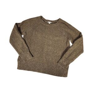 Gap Women Textured Knit Crewneck Sweater Size M Brown Lightweight Casual